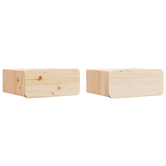 Nachttisch 2 pcs Braun 39 x 34 x 16,5 cm Massivholz Kiefer