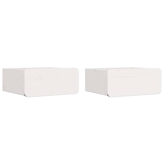 Nachttisch 2 pcs Weiß 39 x 34 x 16,5 cm Massivholz Kiefer