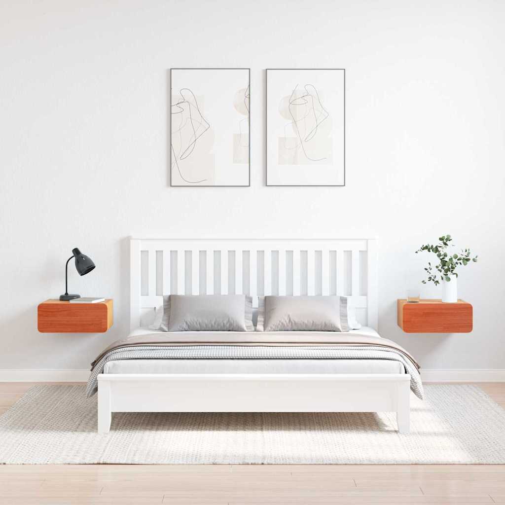 Nachttisch 2 pcs Wachsbraun 39 x 34 x 16,5 cm Massivholz Kiefer