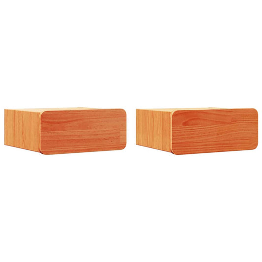 Nachttisch 2 pcs Wachsbraun 39 x 34 x 16,5 cm Massivholz Kiefer