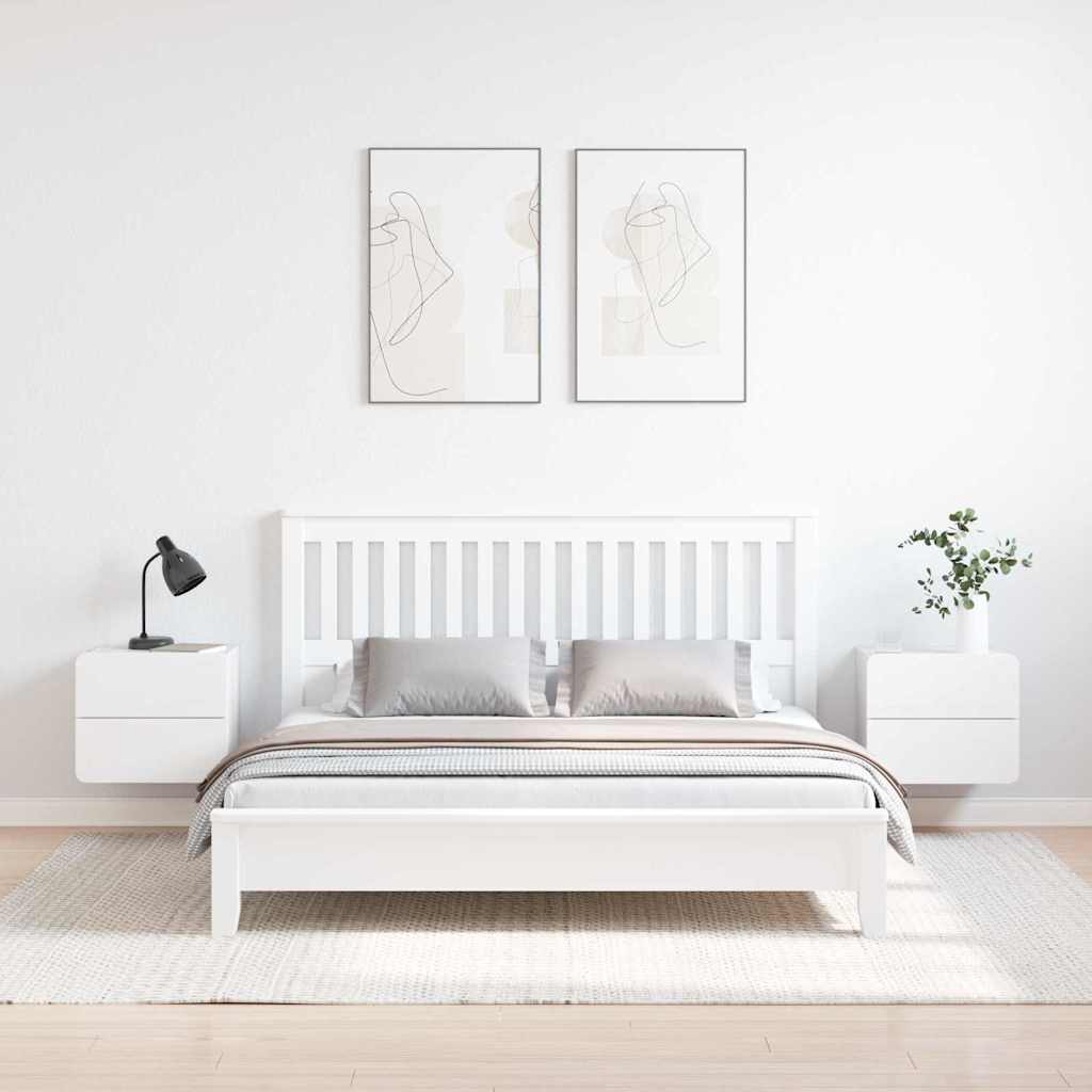Nachttisch 2 pcs Weiß 39 x 34 x 33 cm Kiefer Massivholz