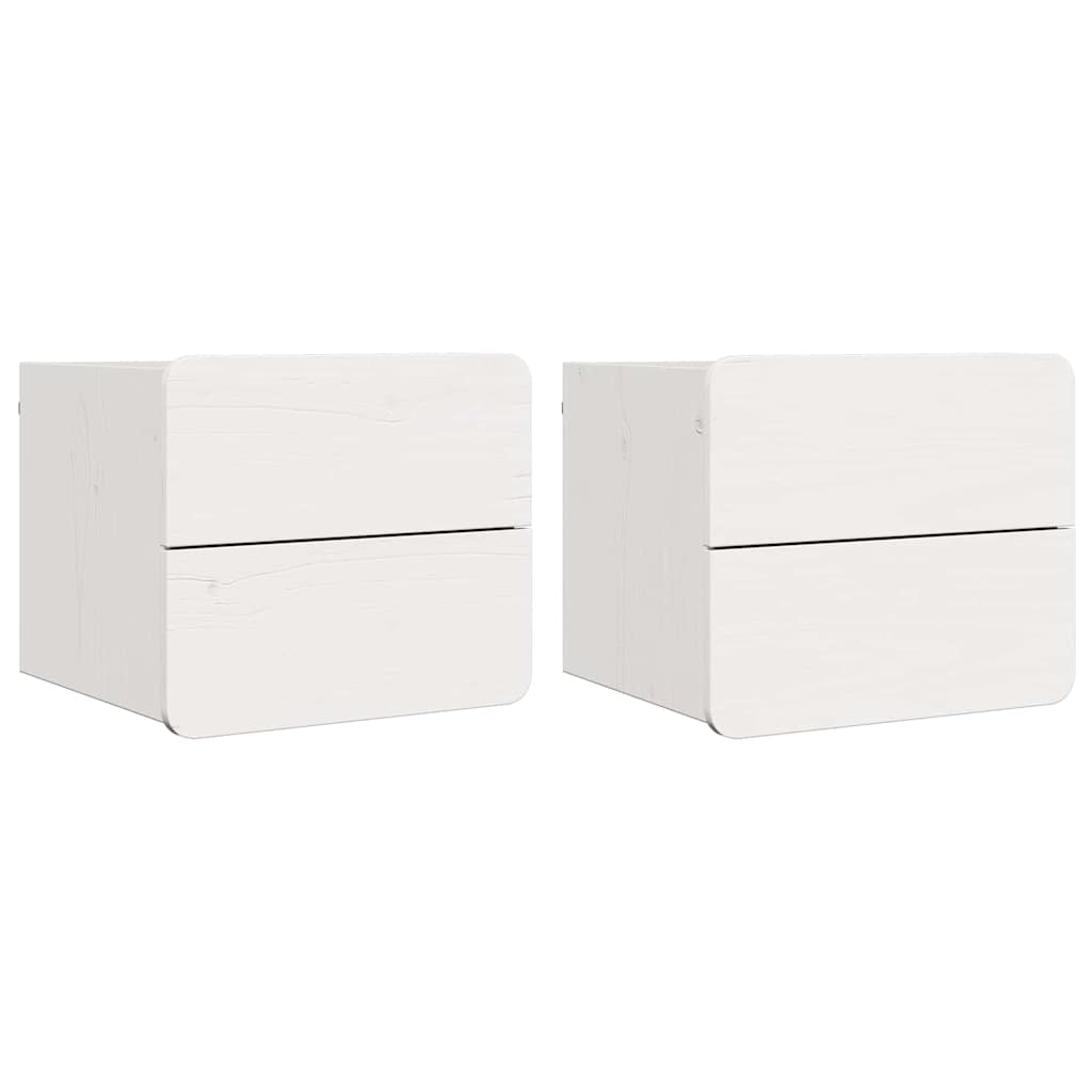 Nachttisch 2 pcs Weiß 39 x 34 x 33 cm Kiefer Massivholz