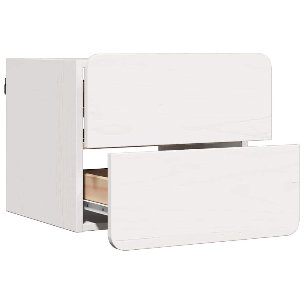 Nachttisch 2 pcs Weiß 39 x 34 x 33 cm Kiefer Massivholz