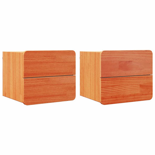 Nachttisch 2 pcs Braun 39 x 34 x 33 cm Kiefer Massivholz