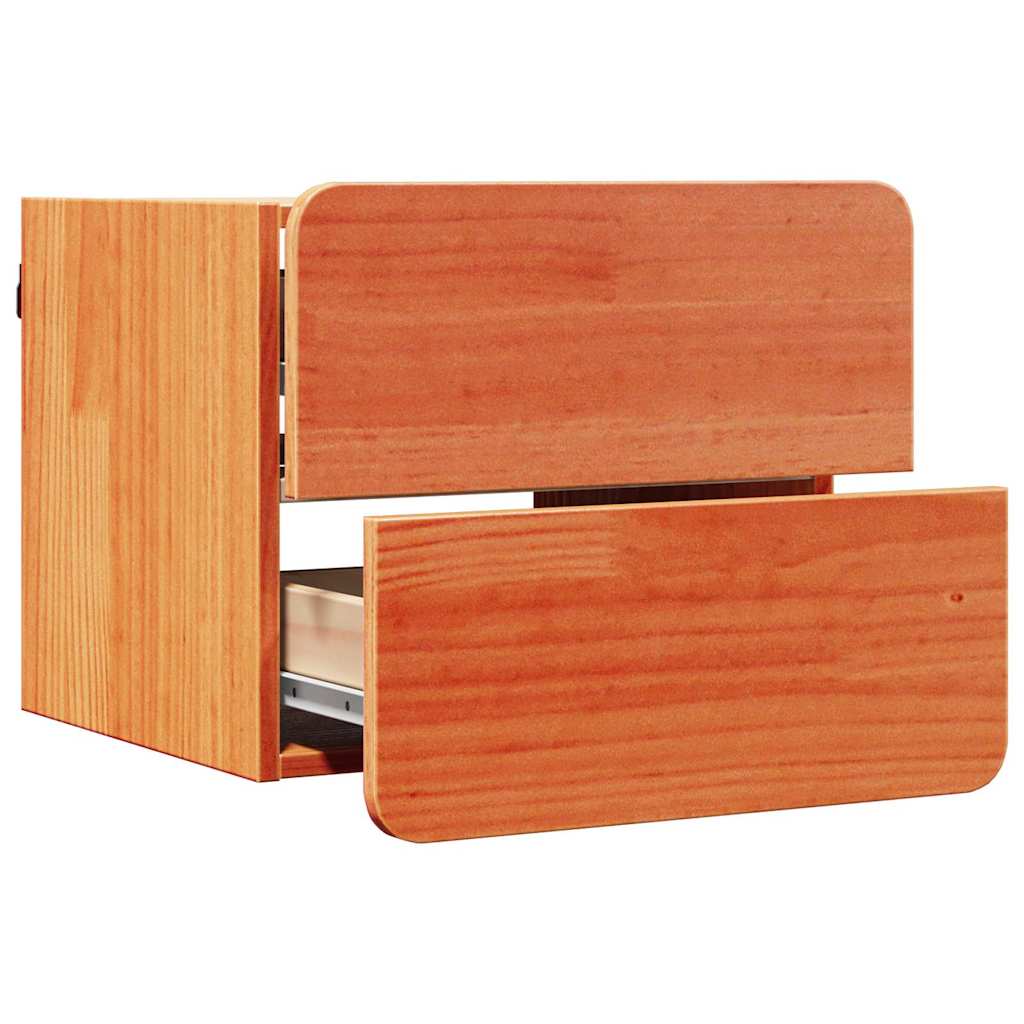 Nachttisch 2 pcs Braun 39 x 34 x 33 cm Kiefer Massivholz