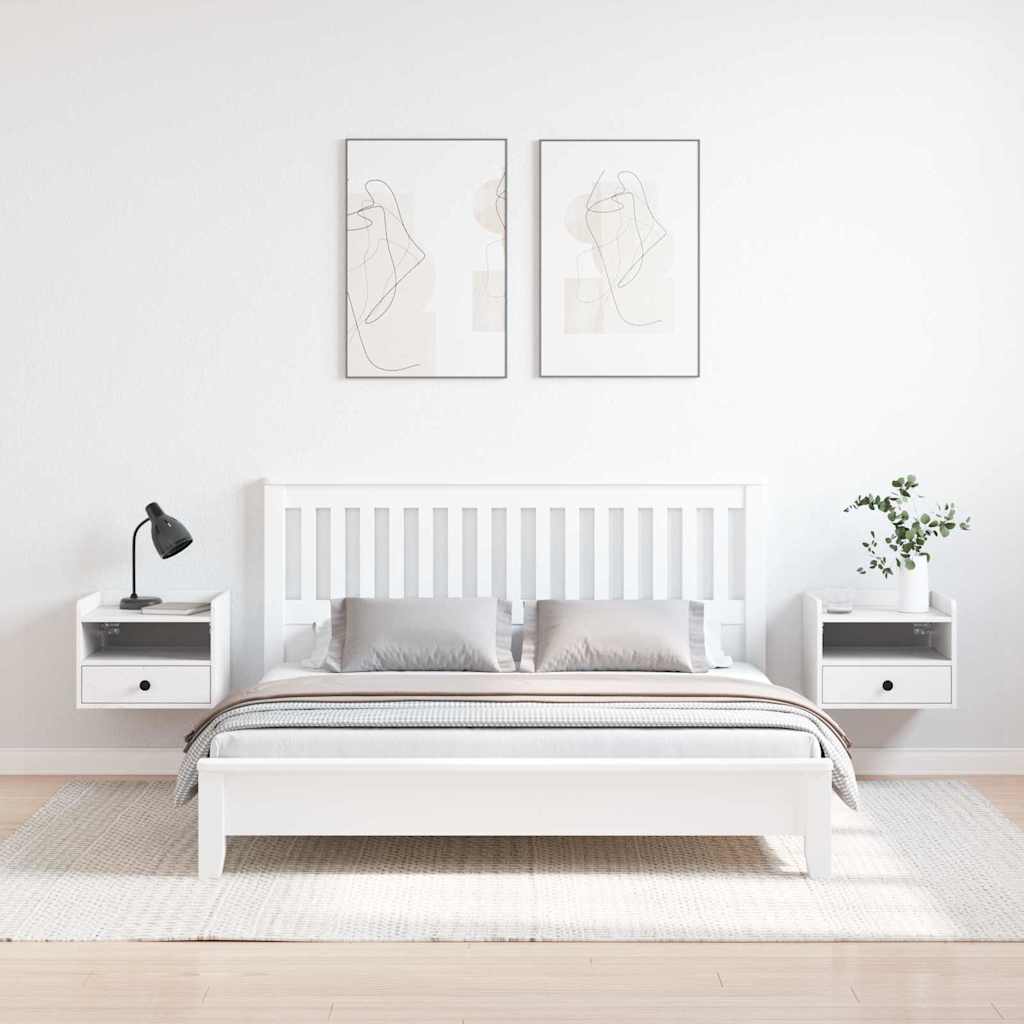 Nachttisch 2 pcs Weiß 38 x 36 x 29,5 cm Massivholz Kiefer