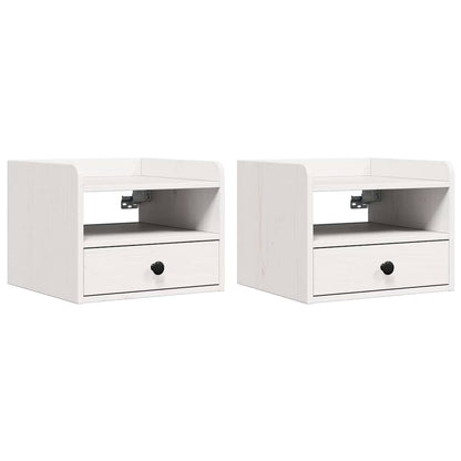 Nachttisch 2 pcs Weiß 38 x 36 x 29,5 cm Massivholz Kiefer