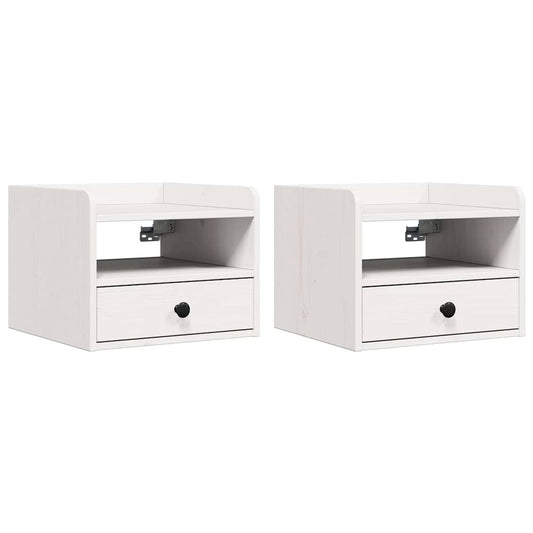 Nachttisch 2 pcs Weiß 38 x 36 x 29,5 cm Massivholz Kiefer