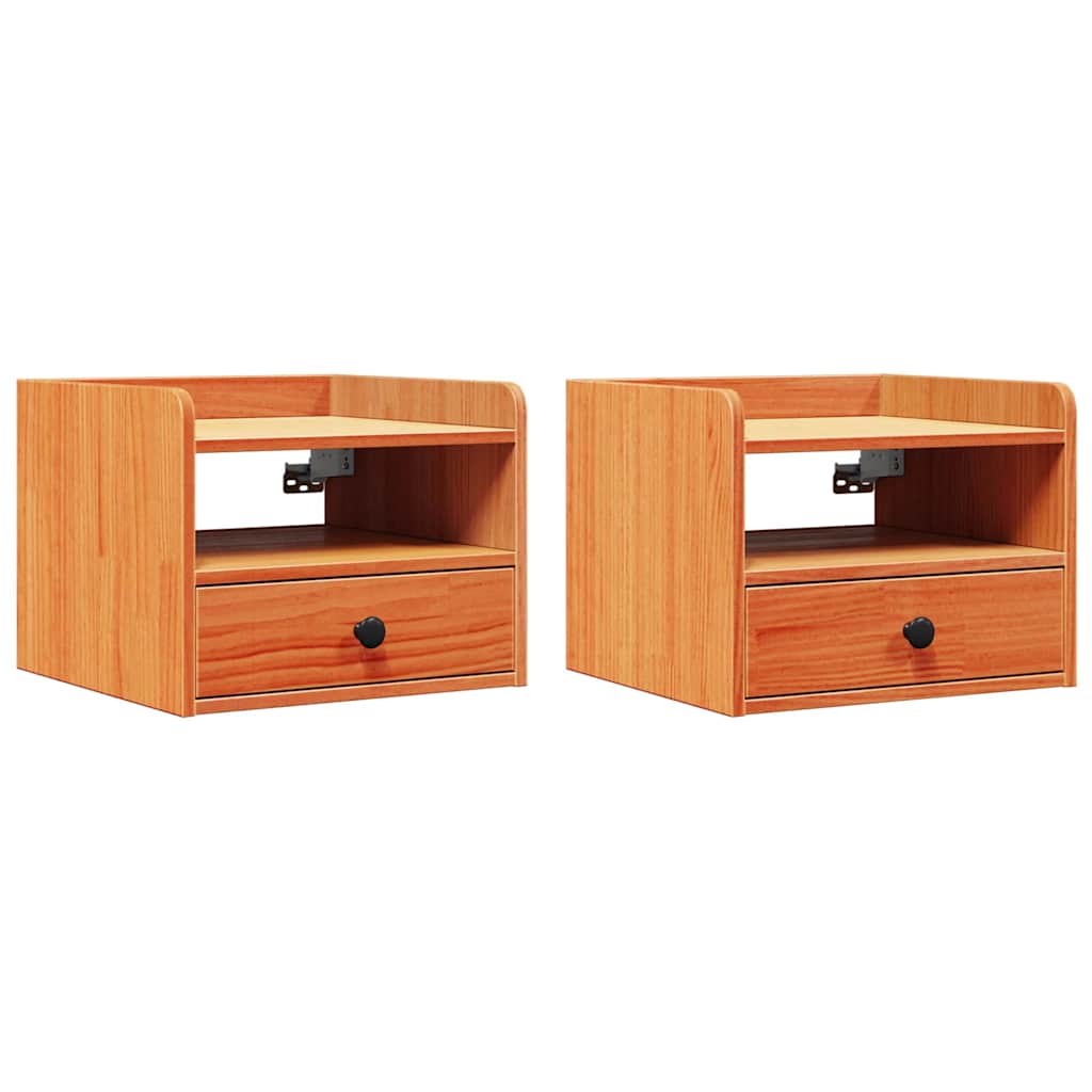 Nachttisch 2 pcs Wachsbraun 38 x 36 x 29,5 cm Massivholz Kiefer