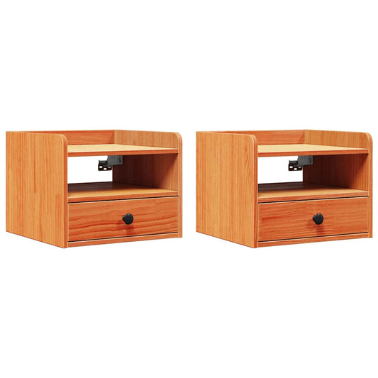 Nachttisch 2 pcs Wachsbraun 38 x 36 x 29,5 cm Massivholz Kiefer