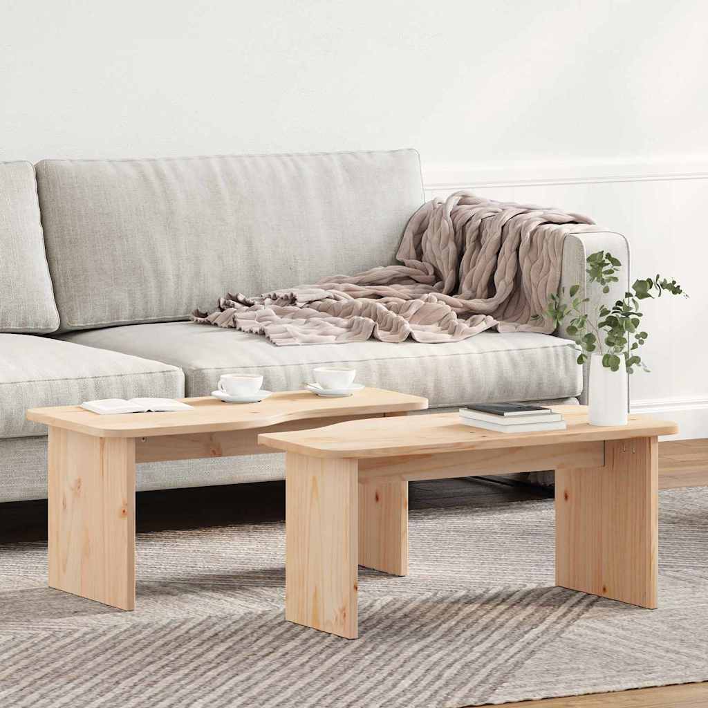 Couchtisch 2 pcs Natur 100 x 69 x 35.5 cm Massivholz Kiefer
