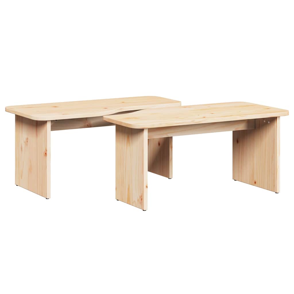 Couchtisch 2 pcs Natur 100 x 69 x 35.5 cm Massivholz Kiefer