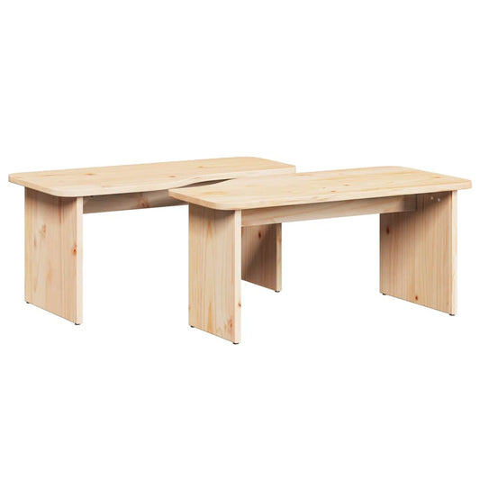 Couchtisch 2 pcs Natur 100 x 69 x 35.5 cm Massivholz Kiefer