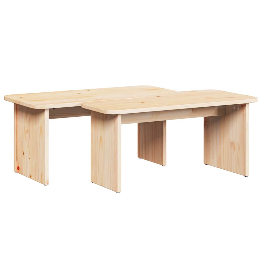 Couchtisch 2 pcs Natur 100 x 69 x 35.5 cm Massivholz Kiefer