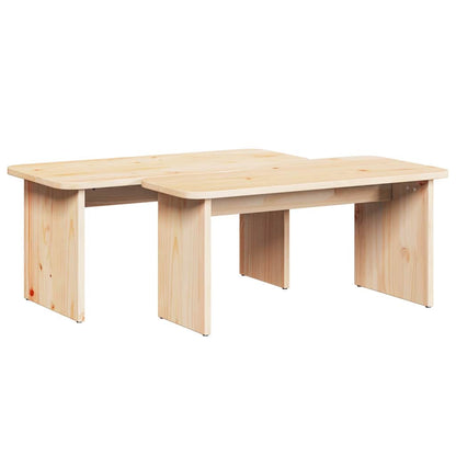 Couchtisch 2 pcs Natur 100 x 69 x 35.5 cm Massivholz Kiefer