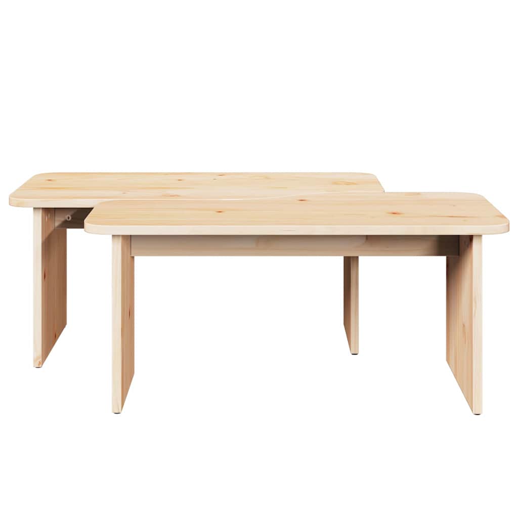 Couchtisch 2 pcs Natur 100 x 69 x 35.5 cm Massivholz Kiefer