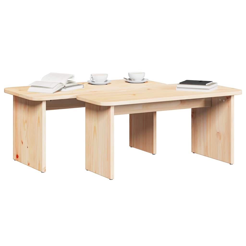 Couchtisch 2 pcs Natur 100 x 69 x 35.5 cm Massivholz Kiefer