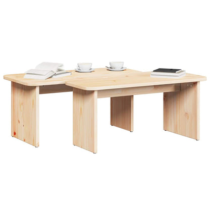 Couchtisch 2 pcs Natur 100 x 69 x 35.5 cm Massivholz Kiefer