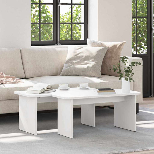 Couchtisch 2 pcs Weiß 100 x 69 x 35.5 cm Massivholz Kiefer
