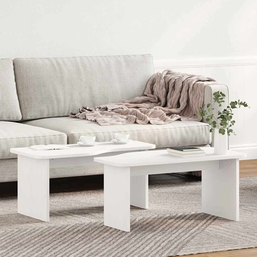 Couchtisch 2 pcs Weiß 100 x 69 x 35.5 cm Massivholz Kiefer