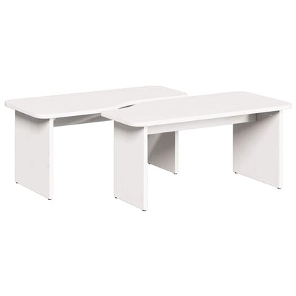 Couchtisch 2 pcs Weiß 100 x 69 x 35.5 cm Massivholz Kiefer