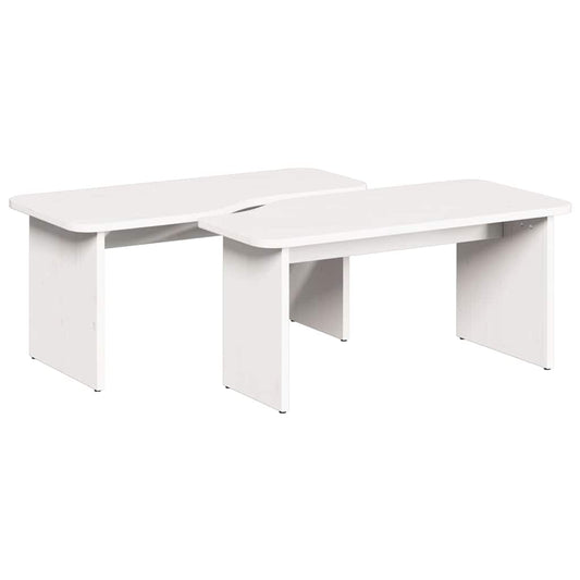 Couchtisch 2 pcs Weiß 100 x 69 x 35.5 cm Massivholz Kiefer