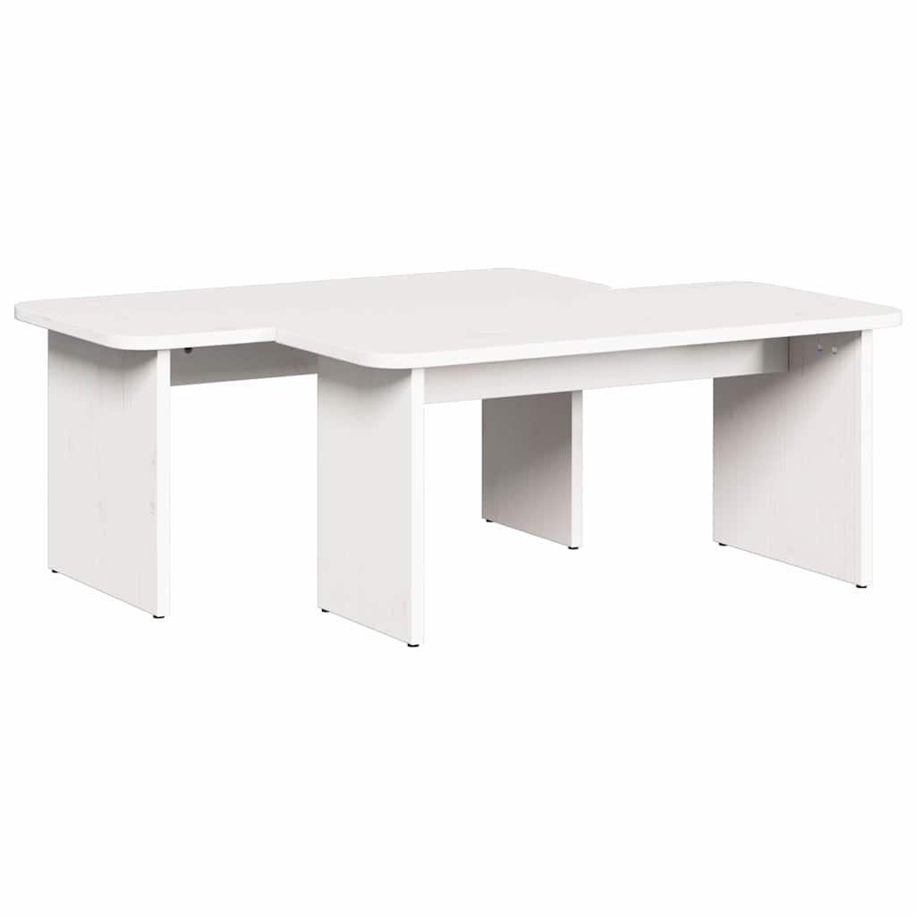 Couchtisch 2 pcs Weiß 100 x 69 x 35.5 cm Massivholz Kiefer