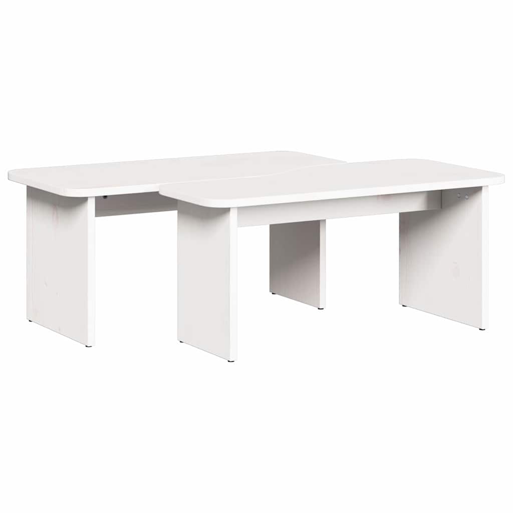 Couchtisch 2 pcs Weiß 100 x 69 x 35.5 cm Massivholz Kiefer