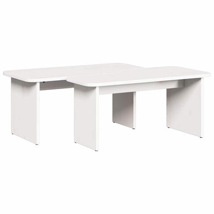 Couchtisch 2 pcs Weiß 100 x 69 x 35.5 cm Massivholz Kiefer