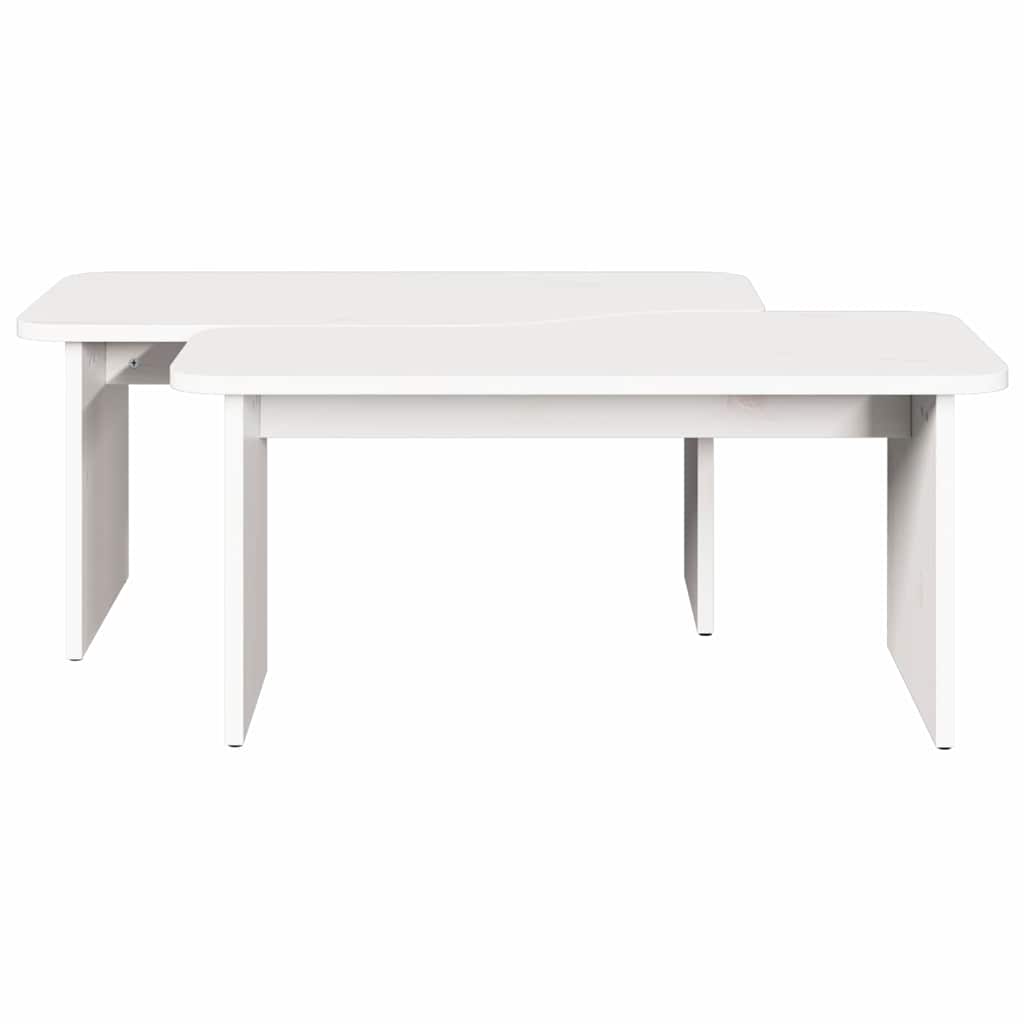 Couchtisch 2 pcs Weiß 100 x 69 x 35.5 cm Massivholz Kiefer