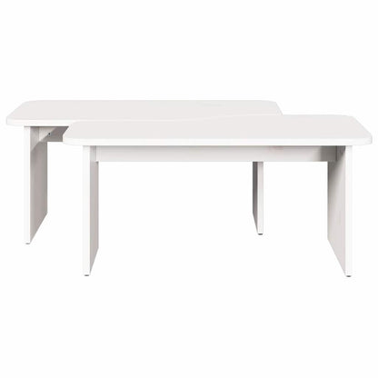 Couchtisch 2 pcs Weiß 100 x 69 x 35.5 cm Massivholz Kiefer