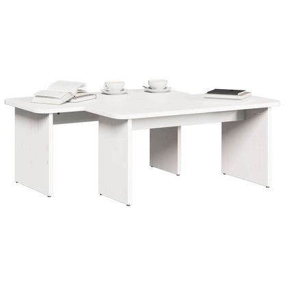 Couchtisch 2 pcs Weiß 100 x 69 x 35.5 cm Massivholz Kiefer