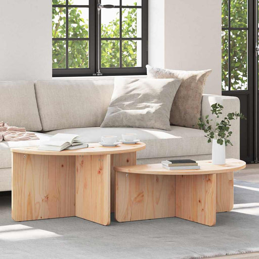 Couchtisch 2 pcs Natur 79 x 39,5 x 40 cm Massivholz Kiefer