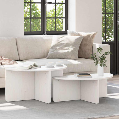 Couchtisch 2 pcs Weiß 79 x 39,5 x 40 cm Massivholz Kiefer