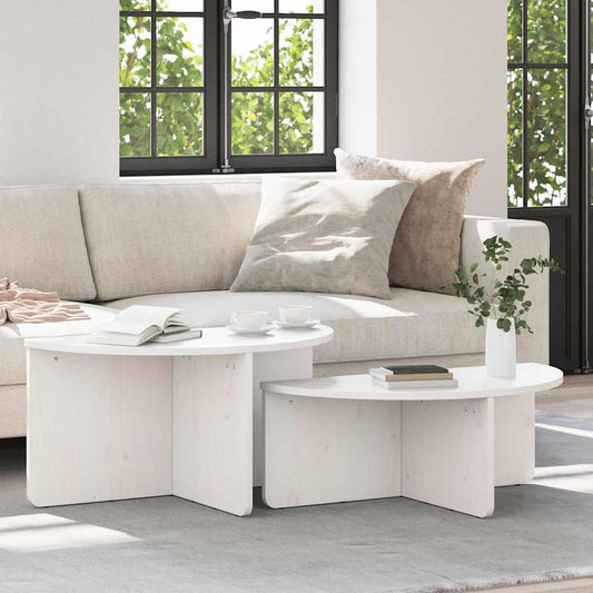 Couchtisch 2 pcs Weiß 79 x 39,5 x 40 cm Massivholz Kiefer