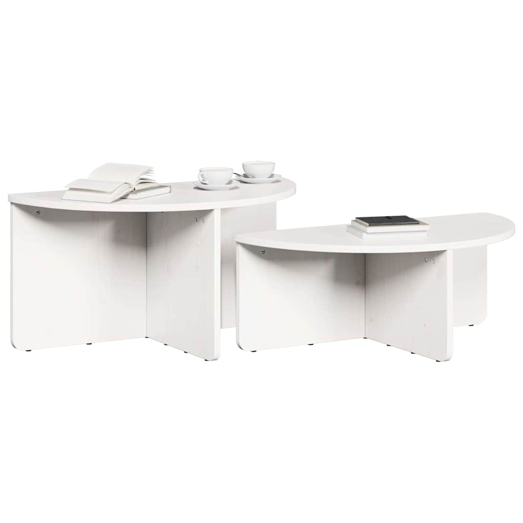 Couchtisch 2 pcs Weiß 79 x 39,5 x 40 cm Massivholz Kiefer