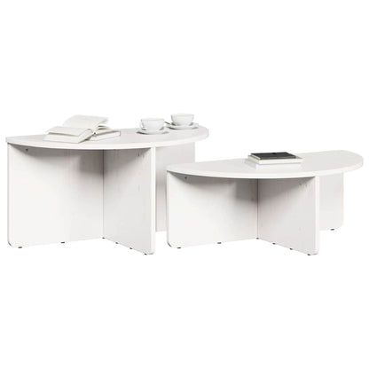 Couchtisch 2 pcs Weiß 79 x 39,5 x 40 cm Massivholz Kiefer