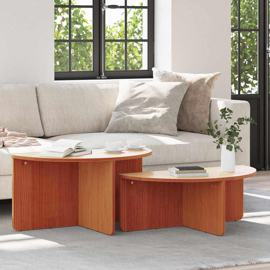 Couchtisch 2 pcs Wachsbraun 79 x 39,5 x 40 cm Massivholz Kiefer