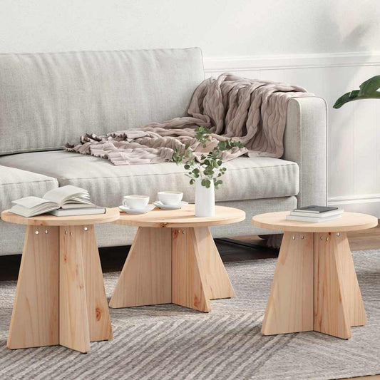 Couchtisch 3 pcs Natur 49 x 49 x 30 cm Massivholz Kiefer