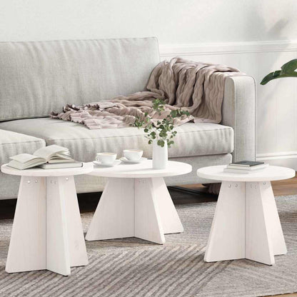 Couchtisch 3 pcs Weiß 49 x 49 x 30 cm Massivholz Kiefer