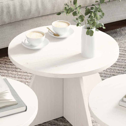 Couchtisch 3 pcs Weiß 49 x 49 x 30 cm Massivholz Kiefer