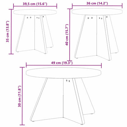 Couchtisch 3 pcs Weiß 49 x 49 x 30 cm Massivholz Kiefer