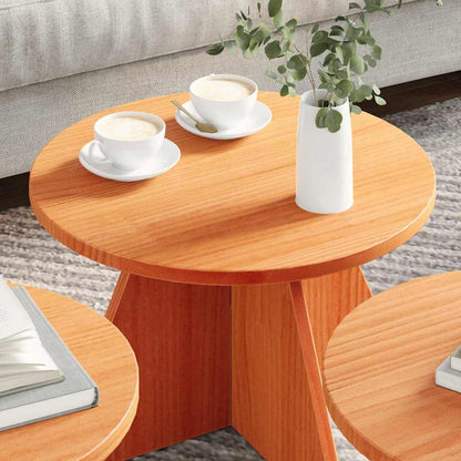Couchtisch 3 pcs Wachsbraun 49 x 49 x 30 cm Massivholz Kiefer