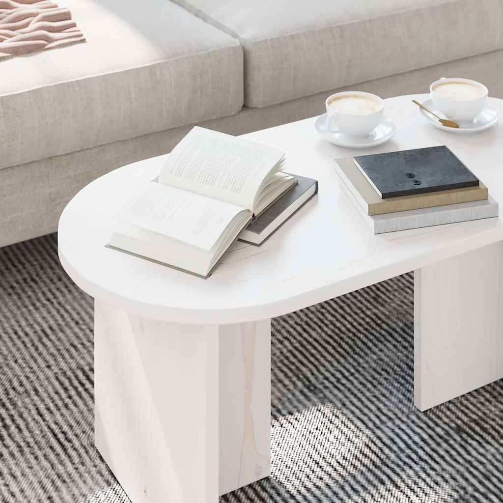 Couchtisch Weiß 80 x 39,5 x 35 cm Massivholz Kiefer