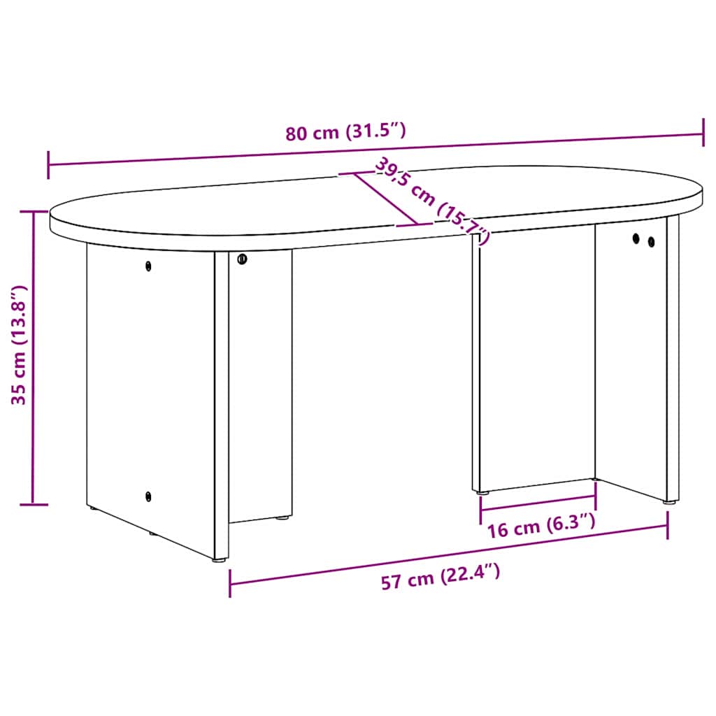 Couchtisch Wachsbraun 80 x 39,5 x 35 cm Massivholz Kiefer