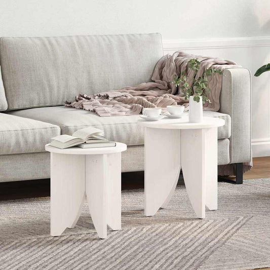 Couchtisch 2 pcs Weiß 41,5 x 41,5 x 44 cm Massivholz Kiefer