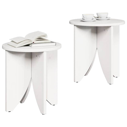 Couchtisch 2 pcs Weiß 41,5 x 41,5 x 44 cm Massivholz Kiefer