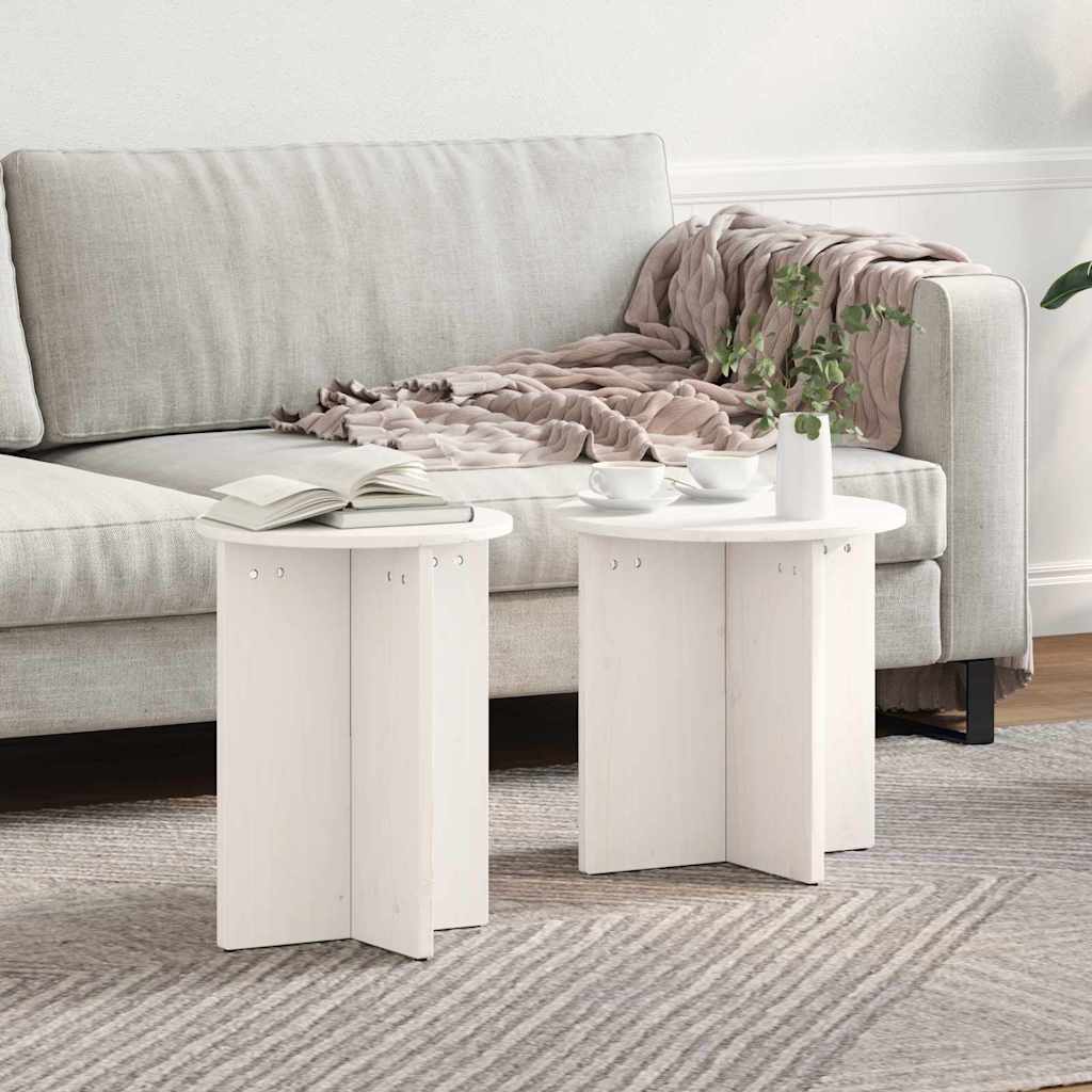 Couchtisch 2 pcs Weiß 41,5 x 41,5 x 41 cm Massivholz Kiefer