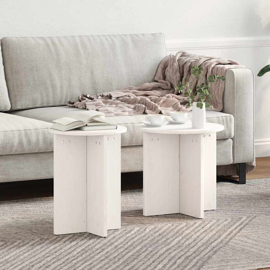 Couchtisch 2 pcs Weiß 41,5 x 41,5 x 41 cm Massivholz Kiefer