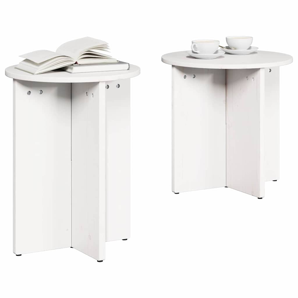 Couchtisch 2 pcs Weiß 41,5 x 41,5 x 41 cm Massivholz Kiefer